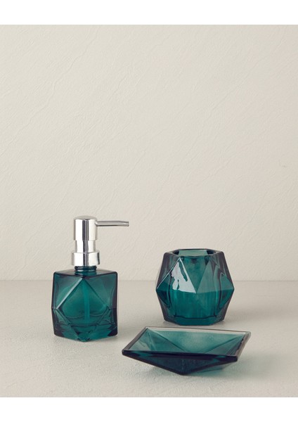 Hailey Cam Banyo Seti Mint Renkli Modern Tasarım 14 cm Suya Dayanıklı