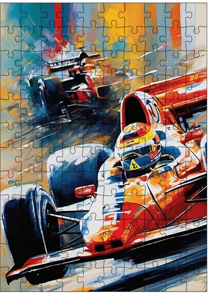 Ahşap Mdf Puzzle Yapboz Retro Formula 1 Yarışı 120 Parça 25*35 cm