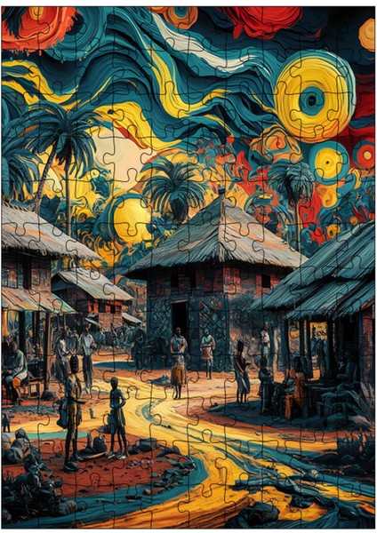 Ahşap Mdf Puzzle Yapboz Van Gogh Afrika Kabilesi 120 Parça 25*35 cm