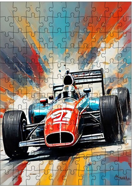 Karizma Tablo Ahşap Mdf Puzzle Yapboz Retro Formula 1 Aracı 120 Parça 25*35 cm