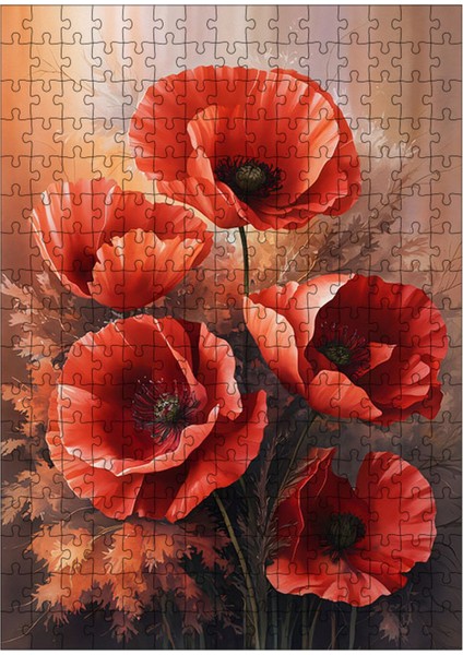 Ahşap Mdf Puzzle Yapboz Gelincik Çiçekleri 255 Parça 35*50 cm