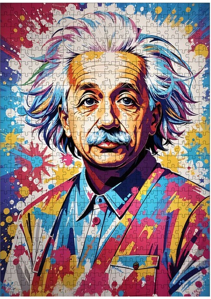 Karizma Tablo Ahşap Mdf Puzzle Yapboz Pop Art Albert Einstein 500 Parça 50*70 cm