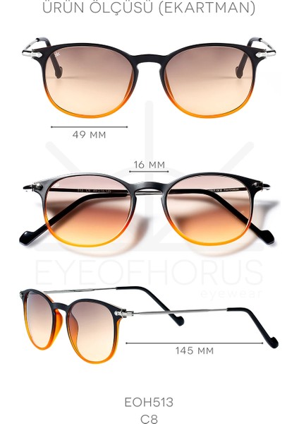 EOH513 C8 Kahverengi Degrade Unisex Güneş Gözlüğü