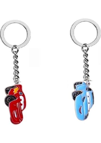 Mcqueen & Sally Kırmızı Mavi Şimşek Cars Çift Anahtarlık