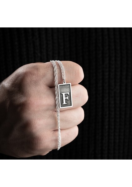 Erkek Özel Tasarım 925 Ayar Gümüş F Harf Kolye modelleri