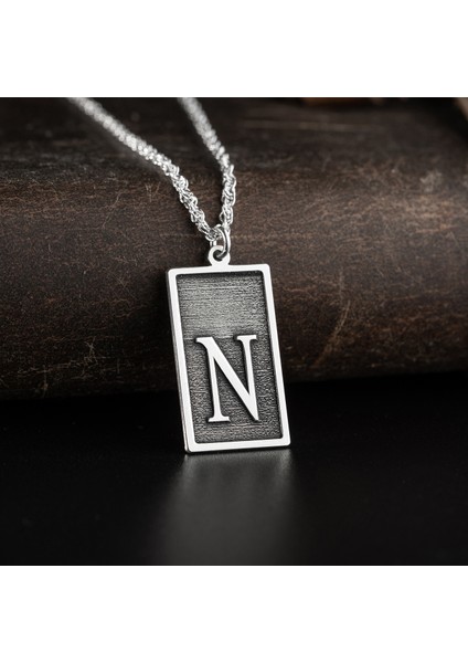 Erkek Özel Tasarım 925 Ayar Gümüş N Harf Kolye fiyatları