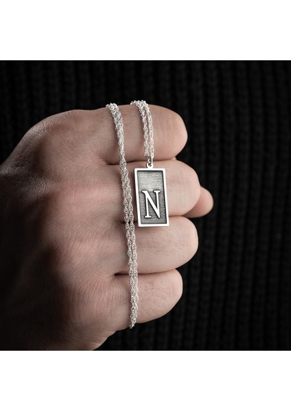 Erkek Özel Tasarım 925 Ayar Gümüş N Harf Kolye modelleri