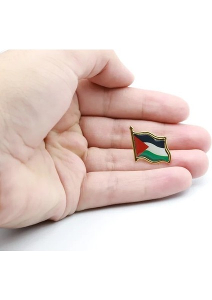 Filistin Bayrağı Kudüs - Palestine Metal Yaka Iğnesi Rozet Gümüş