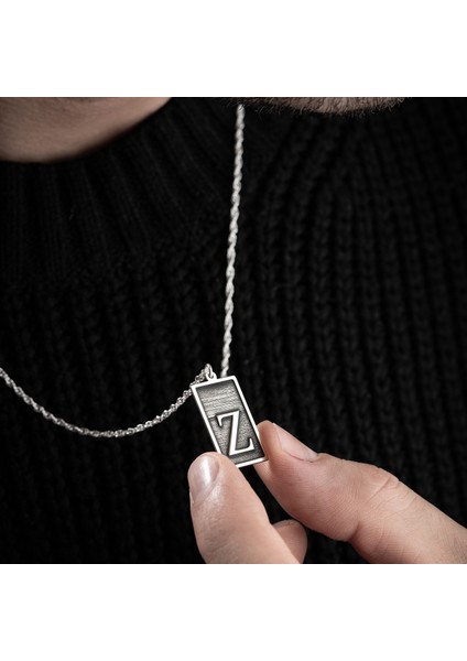 Erkek Özel Tasarım 925 Ayar Gümüş Z Harf Kolye
