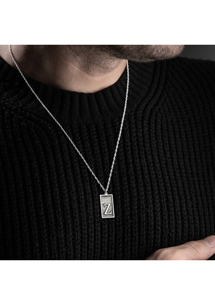 Erkek Özel Tasarım 925 Ayar Gümüş Z Harf Kolye modelleri