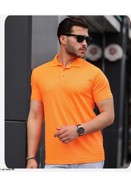 Mens Style Polo Yaka Mikro Desenli Tişört