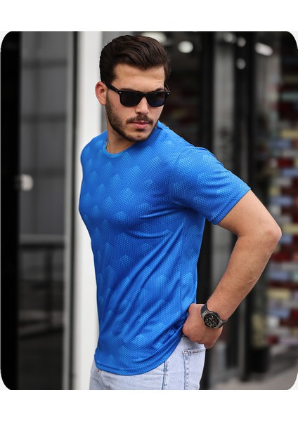 Mens Style Sıfır Yaka Desenli Performans T-Shirt