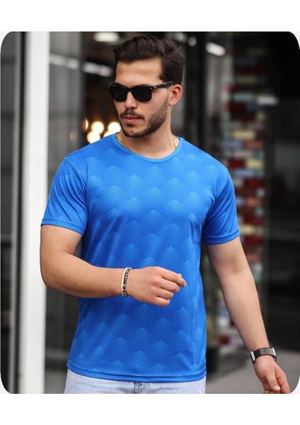 Mens Style Sıfır Yaka Desenli Performans T-Shirt