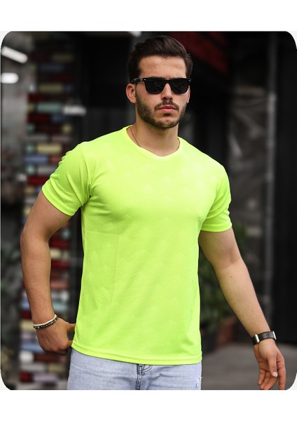 Mens Style Sıfır Yaka Desenli Performans T-Shirt