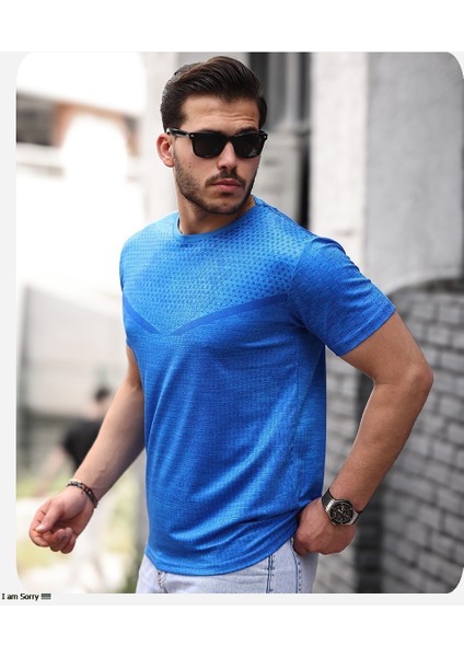 Mens Style Mikro Desenli Sıfır Yaka Tişört