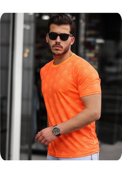 Mens Style Sıfır Yaka Desenli Performans T-Shirt