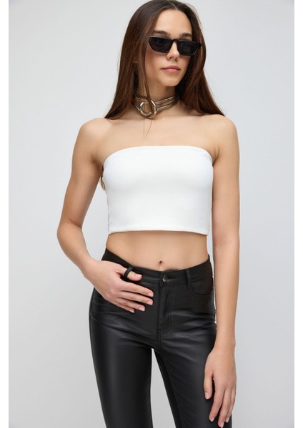 Straplez Büstiyer Bandeau Top Üst