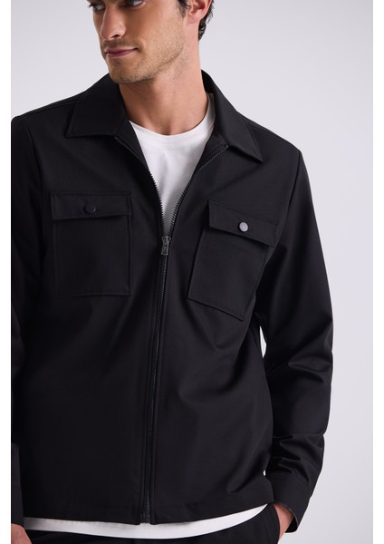 Siyah Slim Fit Sivri Yaka Erkek Takım Elbise10