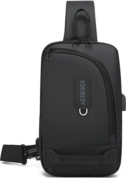 Göğüs Çok Fonksiyonlu USB Şarj Portu Omuz Crossbody Spor Göğüs Sırt Çanta (Yurt Dışından)