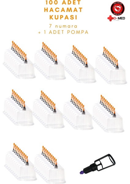 7 Numara Hacamat Kupası 100 Adet + 1 Adet Pompa