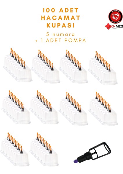 5 Numara Hacamat Kupası 100 Adet + 1 Adet Pompa