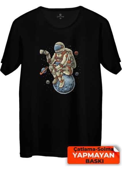 Çakılap Astronot Baskılı T-Shirt Unisex Premium Kalite (Rgl-Ast)