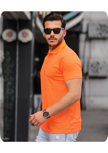 Mens Style Polo Yaka Mikro Desenli Tişört