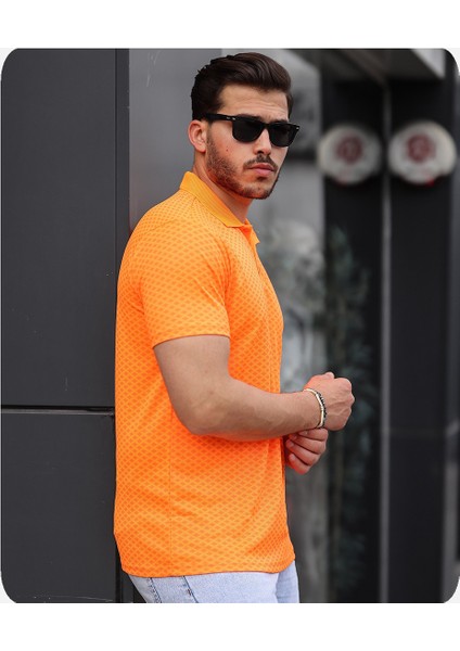 Mens Style Polo Yaka Mikro Desenli Tişört