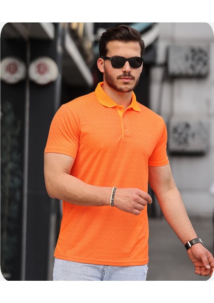 Mens Style Polo Yaka Mikro Desenli Tişört