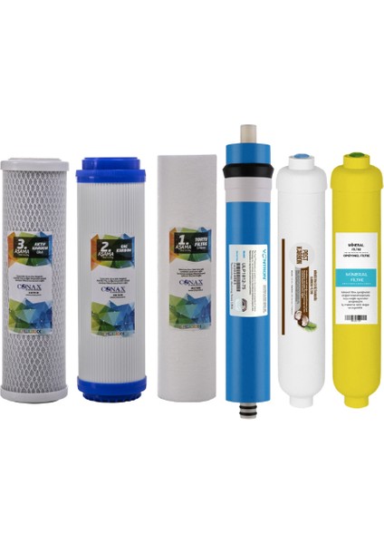 Açık Kasa 4 Aşama Filtre Seti + Postkarbon Filtre + Alkalin Filtre