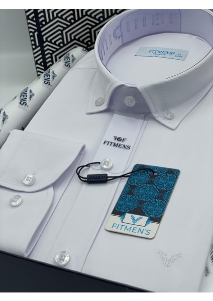 Klasik Uzun Kol Yaka Düğmeli Soft Saten Hediye Kutulu Erkek Gömlek (Code:s.01) - Beyaz fiyatları