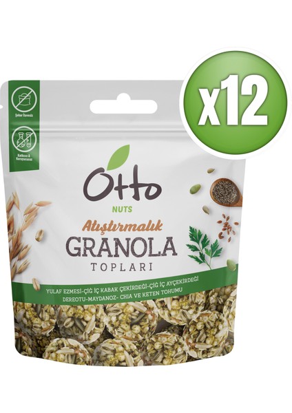 Otto Nuts Maydonozlu Dere Otlu granola Topları 12 x 25 gr