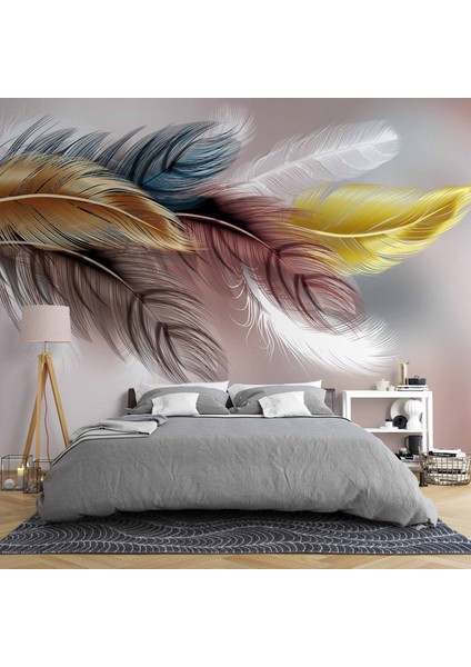 Renkli Tüy Desenli Duvar Kağıdı Baskı fiyatları