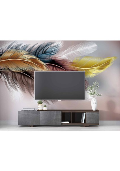 Renkli Tüy Desenli Duvar Kağıdı Baskı modelleri