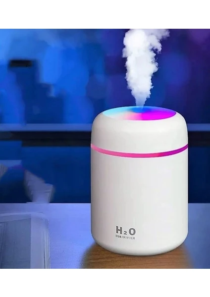 H2O Humidifier 300ML Ulrasonik Usb'li Hava Nemlendirici LED Işıklı Buhar Makinesi