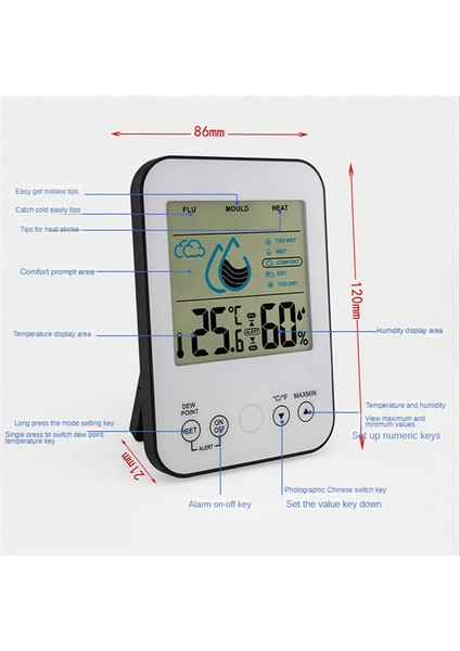 LCD Dijital Termometre Higrometre Iç Mekan Sıcaklık Sensörü Beyaz (Yurt Dışından) indirimleri