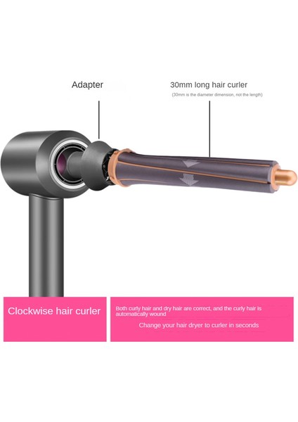 Dyson Airwrap Saç Kurutma Makinesi-B Için 4pcs 30MM Saç Maşaları ve Adaptörleri (Yurt Dışından)