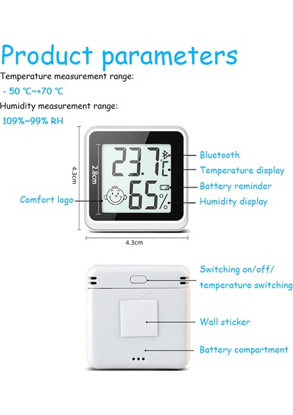 Bluetooth Uyumlu Termometre LCD Dijital Sıcaklık Sensörü Beyaz (Yurt Dışından) fırsatları
