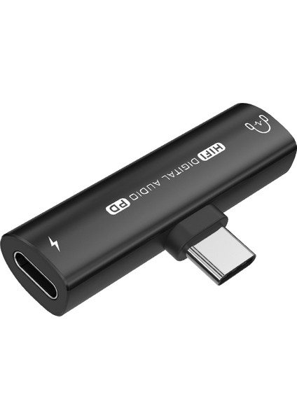 2'si 1 Arada USB Type-C - USB C/3,5mm Kulaklık Adaptörü Dijital Kod Çözücü Siyah (Yurt Dışından)