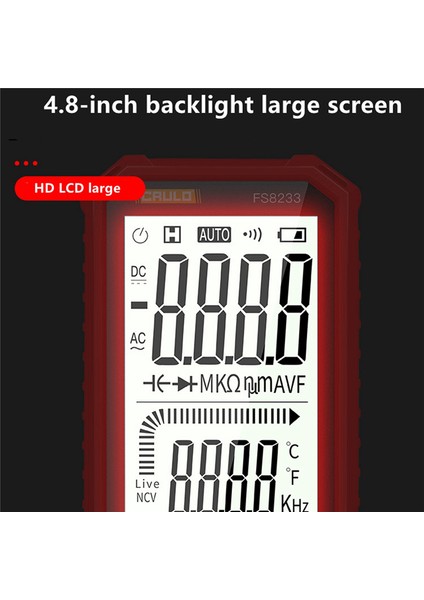 FS8233 Kapasitans Multimetre Ohm Hertz Test Cihazı 1000V10A/20A (Kırmızı) (Yurt Dışından)
