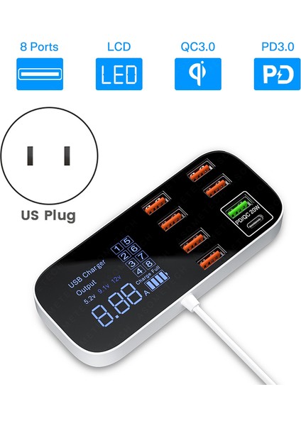 Akıllı Telefonlar Için 8 Bağlantı Noktalı Hızlı Şarj USB Şarj Cihazı-Abd Tak (Yurt Dışından) fiyatları