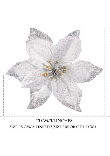 50'li Paket Glitter Atatürk Çiçeği Yılbaşı Ağacı Süsleri (Gümüş) (Yurt Dışından) fiyatları