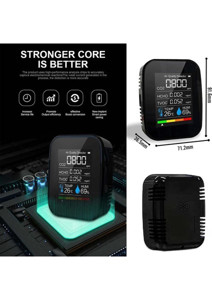 5'i 1 Arada Hava Kalitesi Monitörü Co2 Ölçer Dijital Sıcaklık Siyah (Yurt Dışından) fiyatları