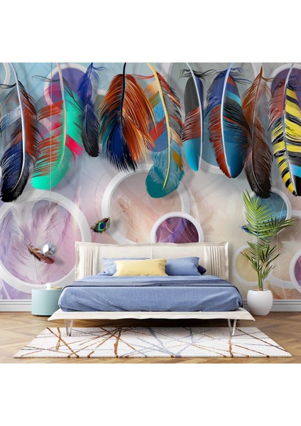 Renkli Tüy Desenli Duvar Kağıdı Baskı fiyatları