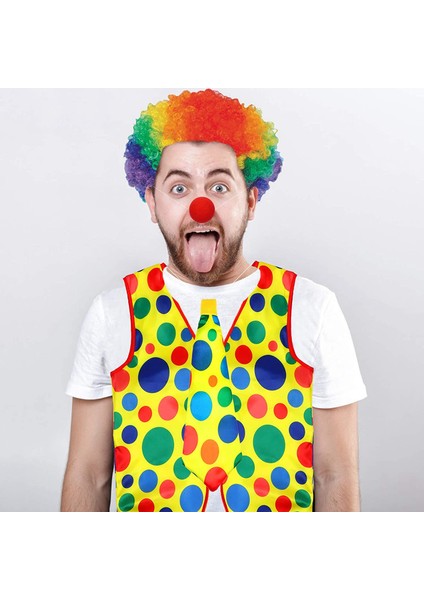 Paket Palyaço Kostüm Seti Cadılar Bayramı Cosplay Için Palyaço Peruk Burun Yelek (Yurt Dışından)