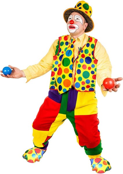 Paket Palyaço Kostüm Seti Cadılar Bayramı Cosplay Için Palyaço Peruk Burun Yelek (Yurt Dışından)