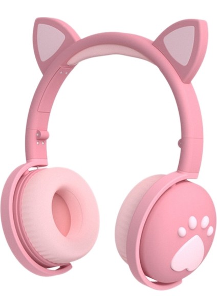Sevimli Bluetooth 5.0 Kulaklık Makaron Kedi Kulakları Hıfı Canlı Çağrı Pembe (Yurt Dışından)