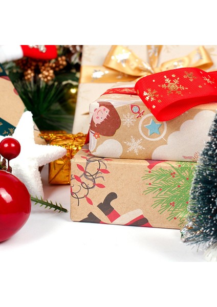 Noel Hediye Paketleme Kraft Kağıt Hediye Hediye Kutusu Dekorasyon Kağıdı-5 (Yurt Dışından)