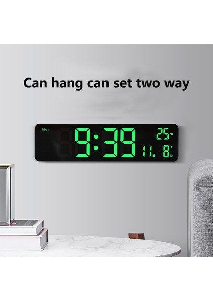 Oturma Odası Dekorasyonu Için 10 Inç LED Dijital Tarih Çalar Saat Yeşil (Yurt Dışından)