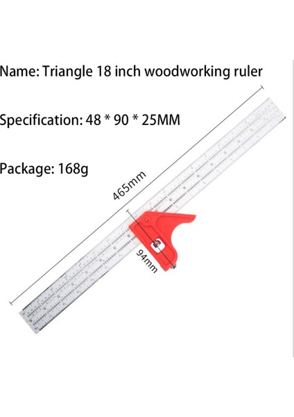 Woodworkers Kenar Kuralı Otomatik Çizgi Açı Ölçer 46,5cm Üçgen (Yurt Dışından) indirimleri